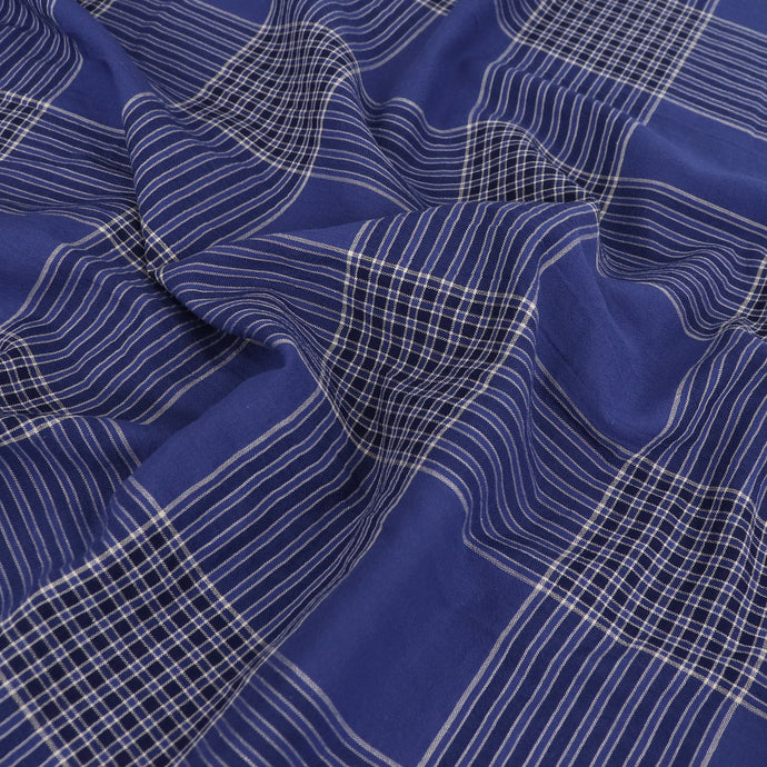 Cotton Seersucker - Sevenberry Blue Check