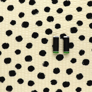 Cotton Seersucker - Sevenberry Spots - Cream + Black