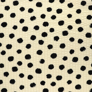 Cotton Seersucker - Sevenberry Spots - Cream + Black