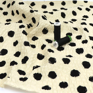 Cotton Seersucker - Sevenberry Spots - Cream + Black