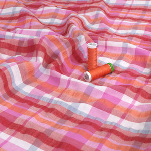 Cotton Seersucker - Sunset Yarn Dyed Check