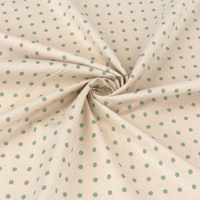 Cotton Shirting - Green Polka Dot
