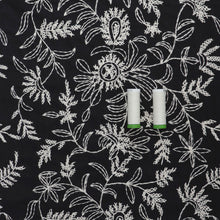Cotton Voile - Embroidered Cross Stitch Floral - Black - END OF BOLT 45cm