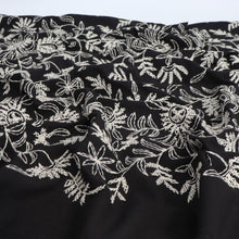 Cotton Voile - Embroidered Cross Stitch Floral - Black