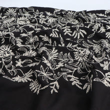 Cotton Voile - Embroidered Cross Stitch Floral - Black - END OF BOLT 45cm
