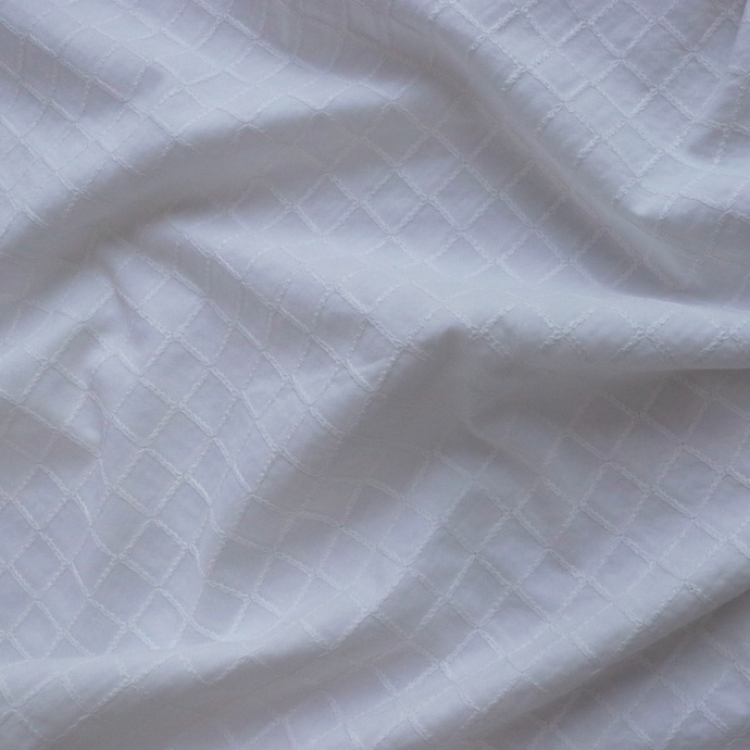 Cotton Voile - Embroidered Diamond - White - END OF BOLT 56cm