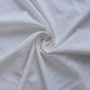 Cotton Voile - Embroidered Diamond - White - SALE