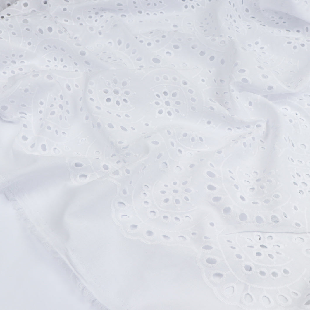 Cotton Voile - Embroidered Floral Arches