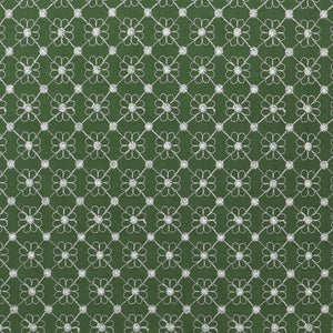 Cotton Voile - Embroidered Floral Diamond - Green - END OF BOLT 45cm