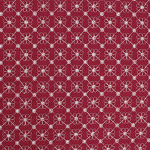 Cotton Voile - Embroidered Floral Diamond - Red