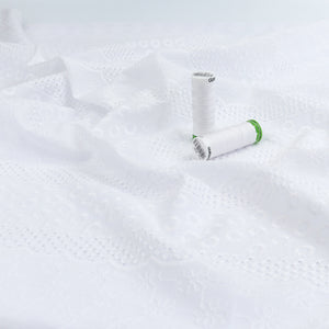 Cotton Voile - Embroidered Scallop Floral Stripe