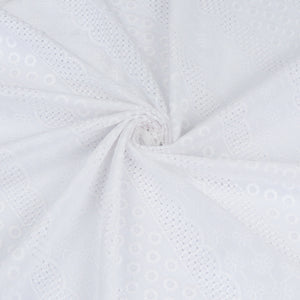 Cotton Voile - Embroidered Scallop Floral Stripe