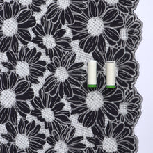 Cotton Voile - Embroidered Sunflowers - Dark Navy