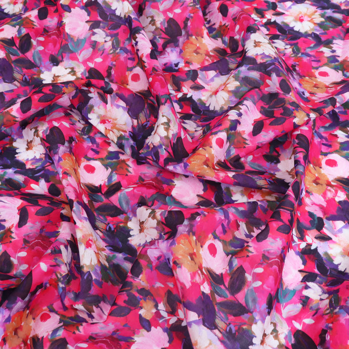 Cotton Voile - Floral Painting