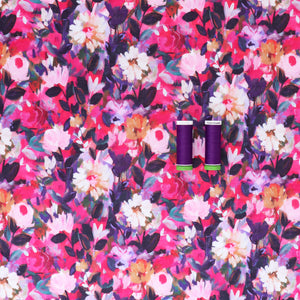Cotton Voile - Floral Painting