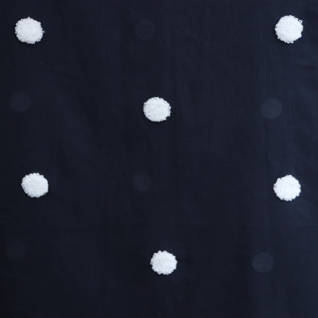 Cotton Voile - Fluffy Dots - Navy - END OF BOLT 50cm