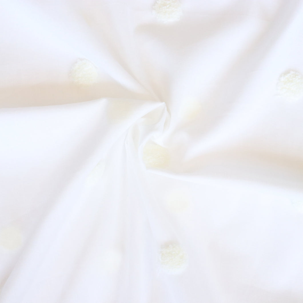 Cotton Voile - Fluffy Dots - White - END OF BOLT 142cm