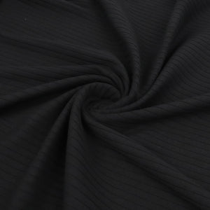 Cotton Wide Ribbed Jersey - Black - END OF BOLT 32cm