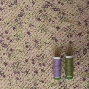 Crinkle Chiffon - Country Garden - Lilac & Green - SALE