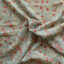 Crinkle Chiffon - Country Garden - Turquoise & Coral - END OF BOLT 166cm