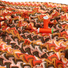 Crochet Lace Knit - Retro Waves - Orange + Green