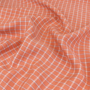 Deadstock Pure Linen Flax - Yarn Dyed Check - Apricot