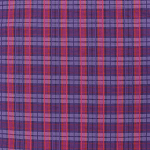 Deadstock Cotton Blend Seersucker - Pink, Purple + Orange Check