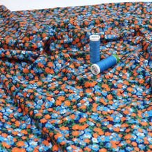 Deadstock Cotton Jersey - Blue + Orange Flowers