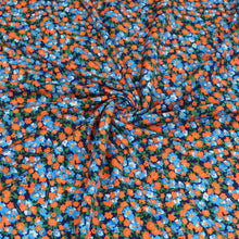 Deadstock Cotton Jersey - Blue + Orange Flowers