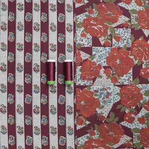 Deadstock Cotton Lawn - Rose Patchwork Stripe