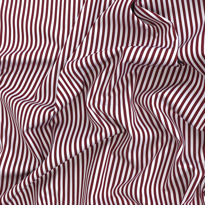 Deadstock Cotton Lyocell Shirting - Stripe - Maroon