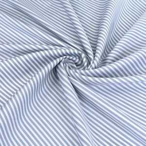 Deadstock Cotton Lyocell Shirting - Stripe - Steel Blue