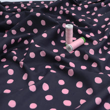 Deadstock Cotton Poplin - Pink Polka Dots On Navy