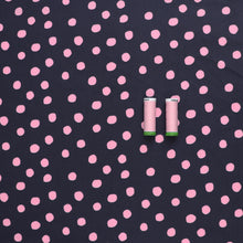 Deadstock Cotton Poplin - Pink Polka Dots On Navy