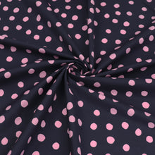 Deadstock Cotton Poplin - Pink Polka Dots On Navy