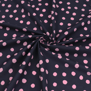 Deadstock Cotton Poplin - Pink Polka Dots On Navy