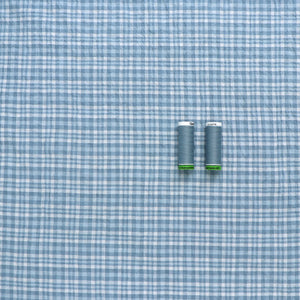 Deadstock Cotton Seersucker - Light Blue Check