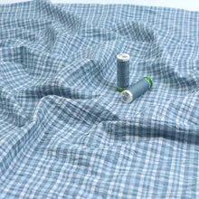 Deadstock Cotton Seersucker - Light Blue Check