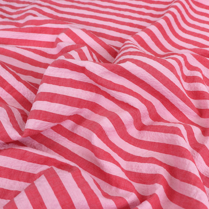 Deadstock Cotton Seersucker - Pink Candy Stripe