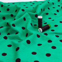 Deadstock Cotton Seersucker - Polka Dot Green