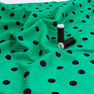 Deadstock Cotton Seersucker - Polka Dot Green