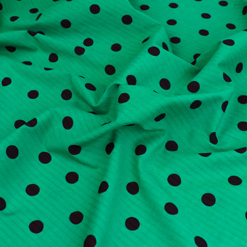 Deadstock Cotton Seersucker - Polka Dot Green