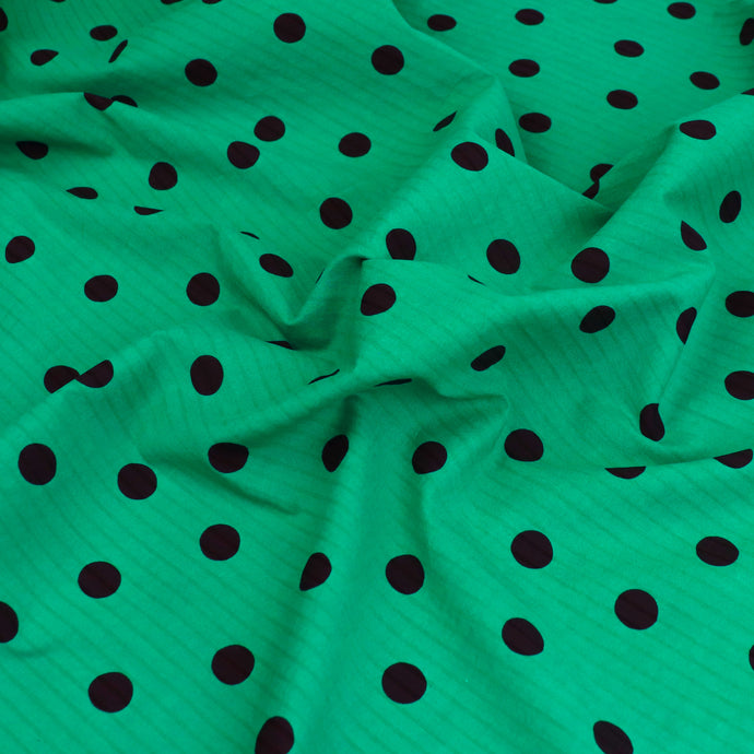 Deadstock Cotton Seersucker - Polka Dot Green