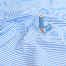 Deadstock Cotton Seersucker - Sky Blue Stripe