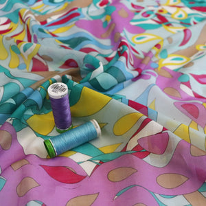 Deadstock Cotton Silk Voile - Colourful Abstract Paisley - SALE