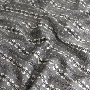 Deadstock Cotton Viscose Chambray - Embroidered Textured Stripe