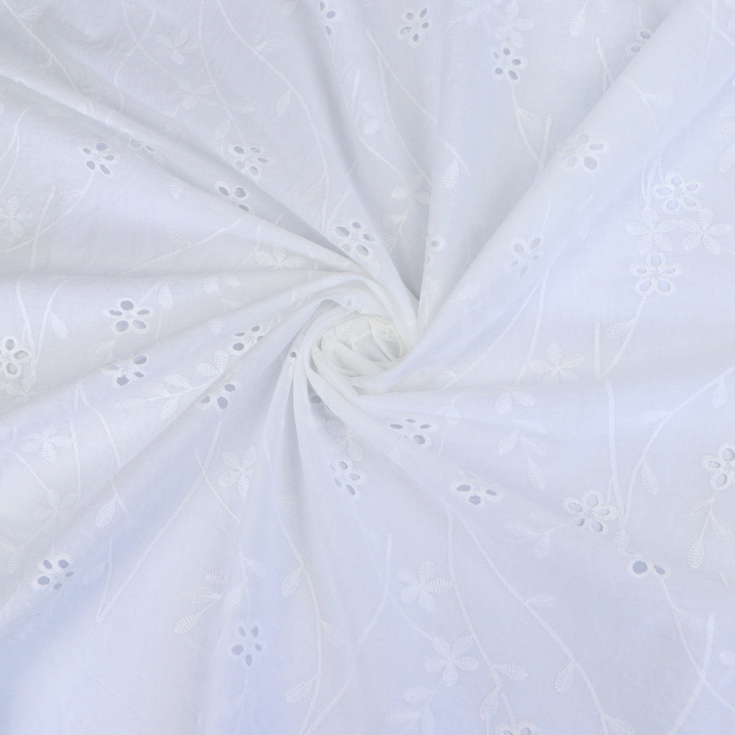 Deadstock Cotton Voile - Embroidered Climbing Clematis - SALE