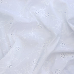 Deadstock Cotton Voile - Embroidered Climbing Clematis - SALE