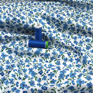 Deadstock Liberty Fabrics - Small Blue Flowers - Cotton Poplin