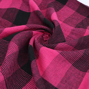 Deadstock Linen - Check - Pink + Black